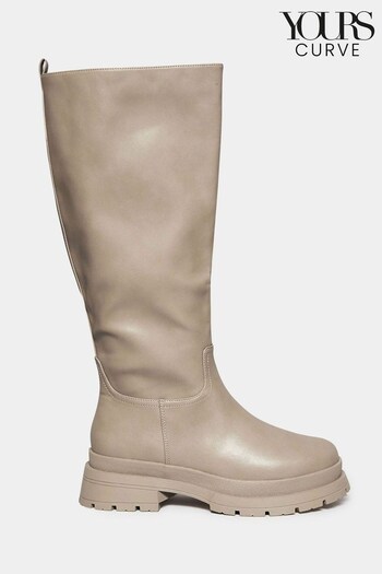 Yours Curve Natural Extra-Wide Fit PU Pull On Calf Boots (N10286) | £55