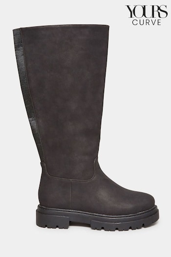 Yours Curve Black Extra Wide Fit Extra Wide Fit Cleated Calf Boots (N10290) | £55