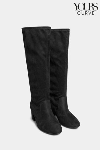 Yours Curve Black Extra-Wide Fit Stretch Knee High Boots (N10297) | £51