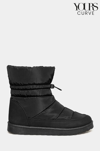 Yours Curve Black Extra Wide Fit Padded Snow Boots (N10305) | £45