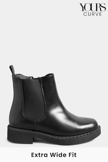 Yours Curve Black Extra-Wide Fit PU Chelsea Boot (N10310) | £45