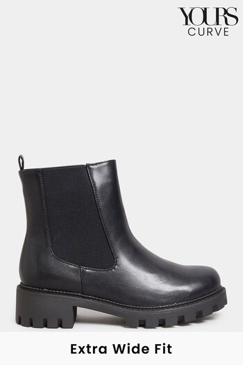 Yours Curve Black Extra-Wide Fit Chunky Chelsea PU Boots (N10314) | £45