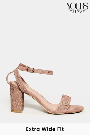 Yours Curve Pink Extra-Wide Fit Diamante Sandals (N10318) | £41
