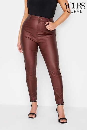 Yours Curve Red Coated AVA Trousers (N10341) | £31