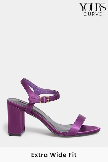 Yours Curve Purple Extra-Wide Fit Block Heel Sandals (N10344) | £34