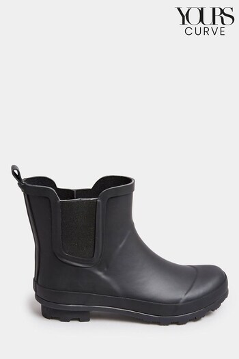Yours Curve Black Extra Wide Fit Chelsea Welly Ankle Boots (N10345) | £34
