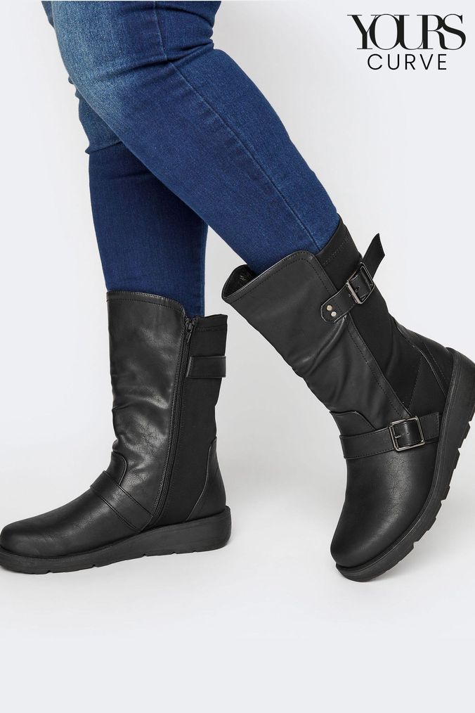 Leather mid calf boots sale hot sale