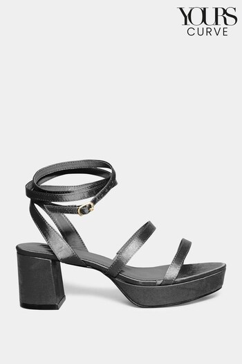 Yours Curve Black Extra-Wide Fit Strappy Platform Sandals (N10354) | £41