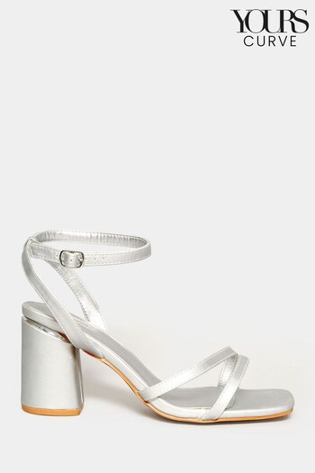 Yours Curve Silver Wide Fit Asymmetric Sandals (N10360) | £39
