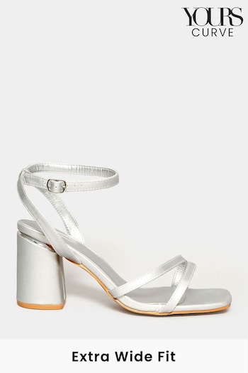 Yours Curve Silver Extra-Wide Fit Asymmetric Sandals (N10361) | £39