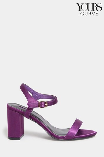 Yours Curve Purple Wide Fit Block Heel Sandals (N10365) | £34