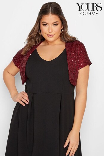 Yours Curve Red London Sequin Bolero (N10368) | £34