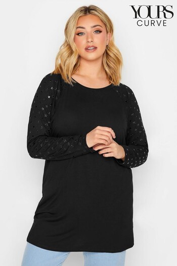 Yours Curve Black Star Detail Top (N10376) | £29
