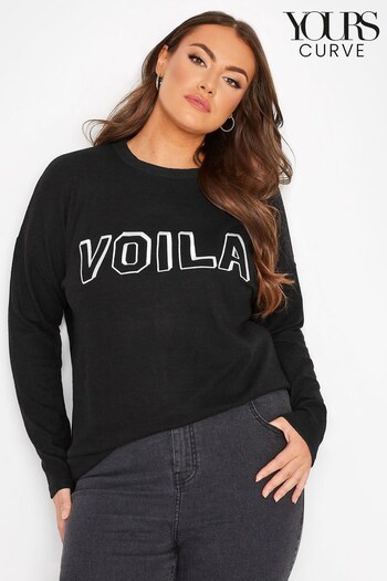 Yours Curve Black Embroidered Voila Jumper (N10379) | £29