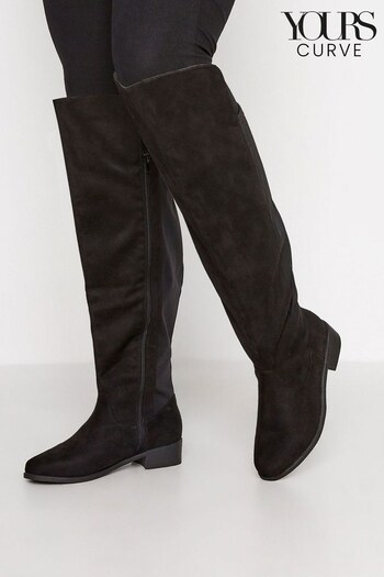 Yours Curve Black Wide Fit Stretch Over The Knee Boots (N10451) | £55