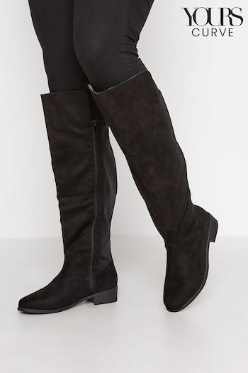 Yours Curve Black Extra Wide Fit Stretch Over The Knee Boots (N10452) | £55