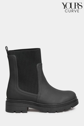 Yours Curve Black Wide Fit Sock Top Line Chelsea Boots (N10457) | £45