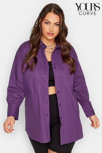 Yours Curve Purple Limited Cotton Shirt (N10472) | £29