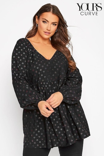 Yours Curve Black Limited Heart Blouse (N10473) | £29