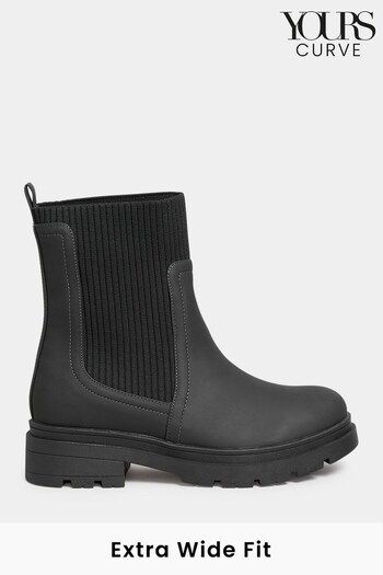 Yours Curve Black Extra Wide Fit Wide Fit Sock Top Line Chelsea Boot (N10526) | £45