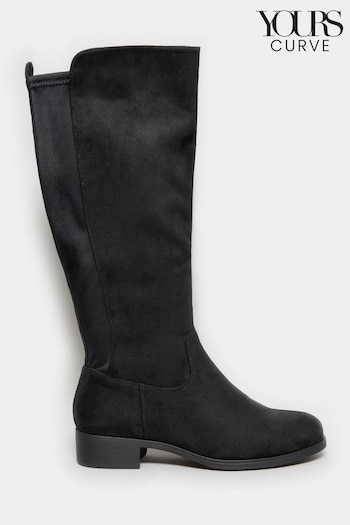 Yours Curve Black Extra Wide Fit Stretch Knee High Boots (N10527) | £45