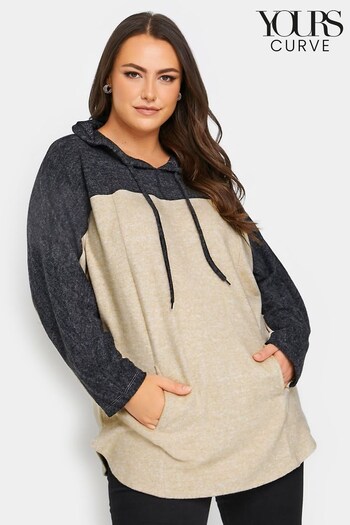 Yours Curve Natural Colourblock Hoodie (N10561) | £31