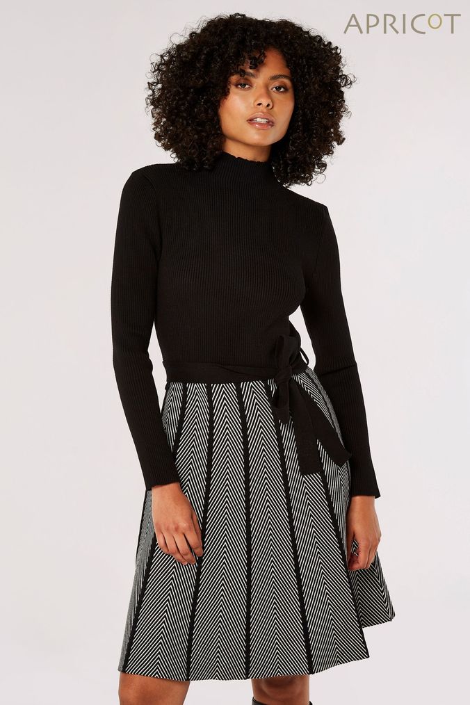 Black knit knee length skirt new arrivals