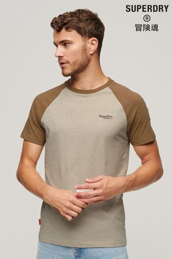 Superdry Nude Organic Cotton Essential Logo Baseball T-Shirt (N10655) | £23