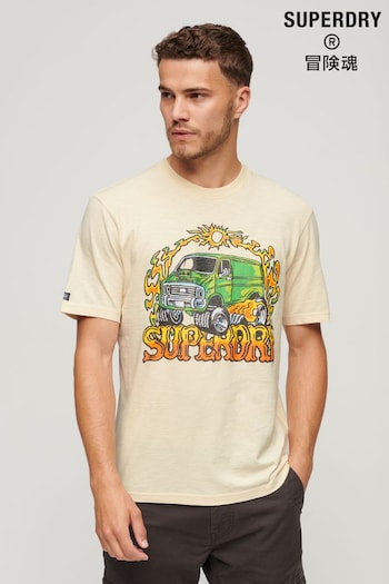 Superdry Cream Motor Retro Graphic T-Shirt (N10681) | £30