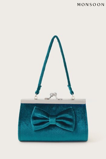 Monsoon Blue Velvet Bow Mini Bag (N10713) | £11