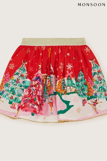 Monsoon Red Christmas Scene Skirt (N10738) | £22 - £26