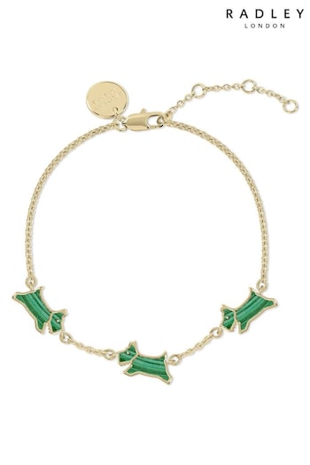 Radley Ladies Dukes Place Gold Plated Green Malachite Coloured Resin Jumping Dog Bracelet RYJ3324S (N10756) | £35