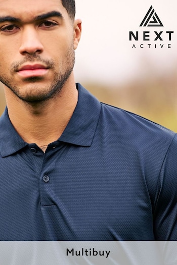 Navy Textured Golf Polo Shirt (N10875) | £20
