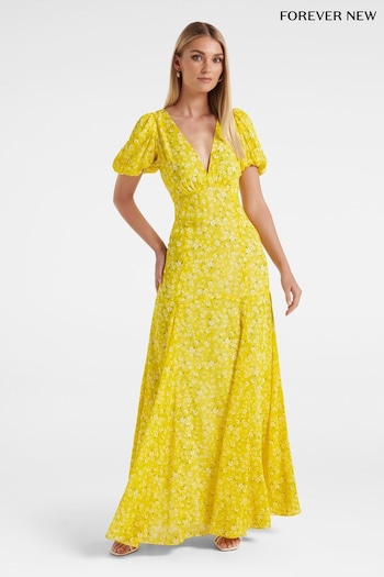 Forever New Yellow Hayden Puff Sleeve Maxi Dress (N10878) | £100
