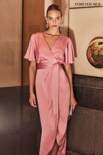 Forever New Pink Carolina Satin Midi Dress (N10898) | £110