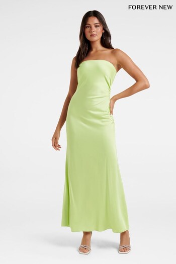 Forever New Green Avery Satin Strapless Dress (N10990) | £137