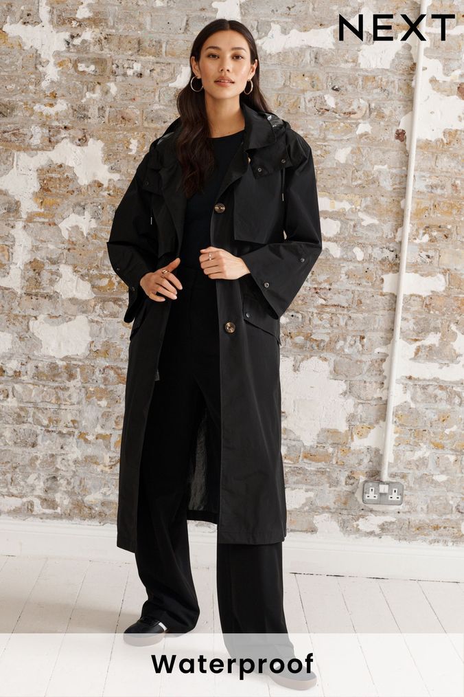 Ladies black mac jacket hot sale