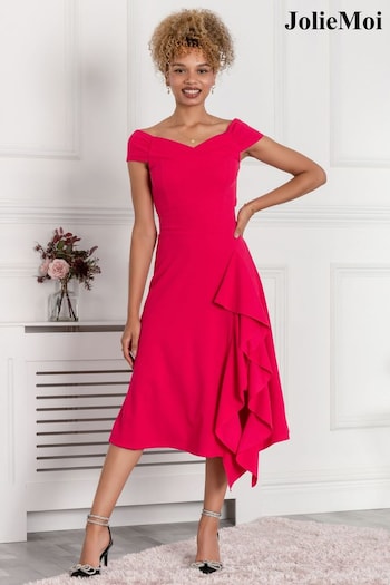 Jolie Moi Pink Desiree Frill Fit & Flare Dress (N11068) | £68
