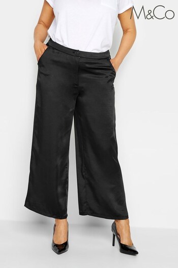 M&Co Black Satin Wide Leg Cavalli Trousers (N11118) | £24