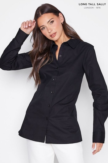 Long Tall Sally Black Fitted Cotton Shirt (N11137) | £29