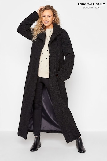 Long Tall Sally Black Maxi Teddy Coat (N11138) | £95
