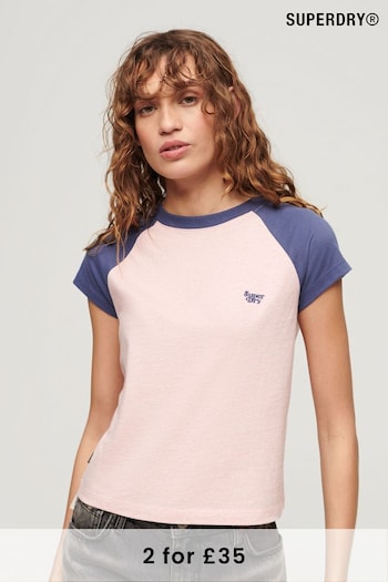Superdry Pink Essential Logo Raglan T-Shirt (N11171) | £20