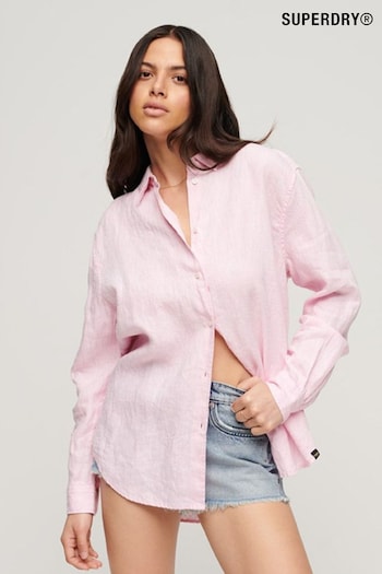 Superdry Pink Casual Linen Boyfriend Shirt (N11205) | £65