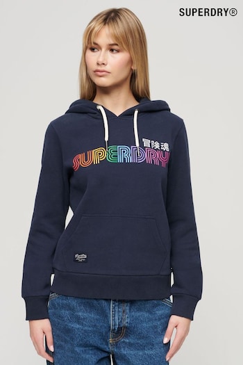 Superdry Blue Rainbow Logo Graphic Hoodie (N11222) | £55