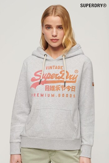 Superdry Light Grey Tonal Vintage Logo Graphic Hoodie (N11224) | £55