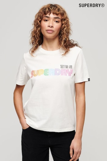Superdry White Rainbow Logo Relaxed T-Shirt (N11246) | £27