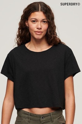 Superdry Black Slouchy Cropped T-Shirt (N11283) | £20