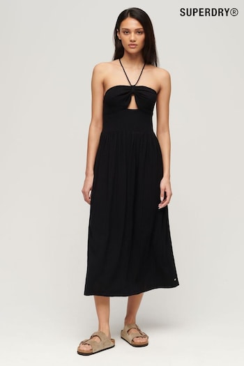 Superdry Cut Out Midi Black Dress Marilyn (N11294) | £65