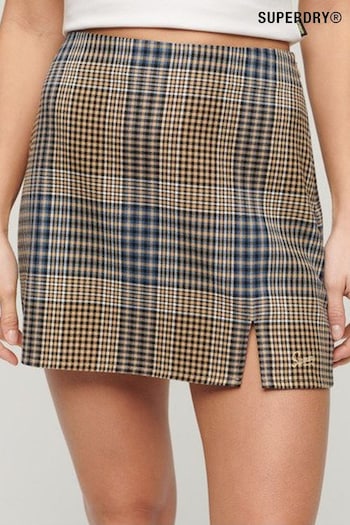 Superdry Cream Mini Check Skirt (N11308) | £35
