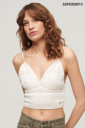 Superdry White Jersey Lace Bralet Top (N11315) | £35